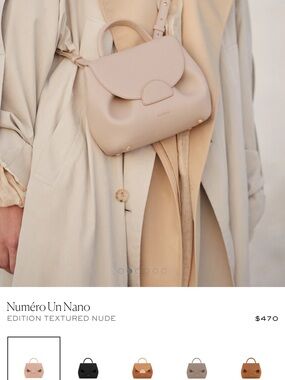 Polene Numéro Un Nano Textured Nude Crossbody Bag